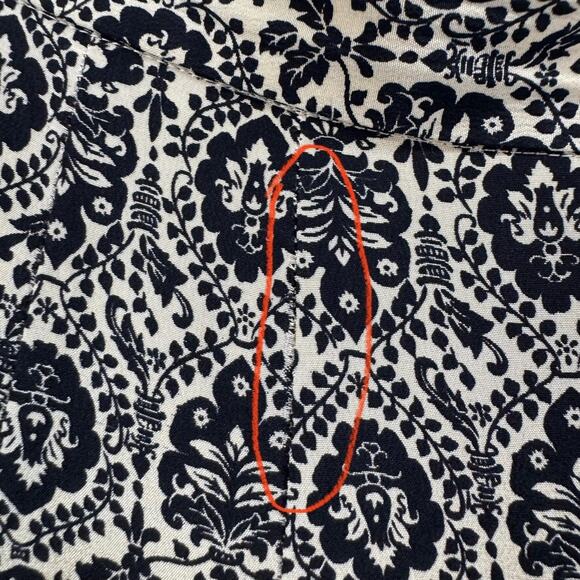 VTG Talbots Pants Women 8 Tan Black Silk Floral Trouser Straight Leg Fully Lined - Picture 10 of 16